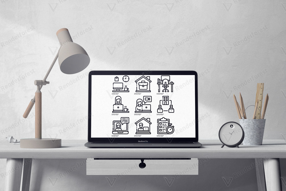 work from home icon mockup